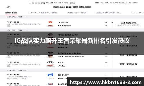 IG战队实力飙升王者荣耀最新排名引发热议