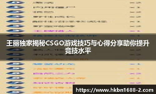 王丽独家揭秘CSGO游戏技巧与心得分享助你提升竞技水平