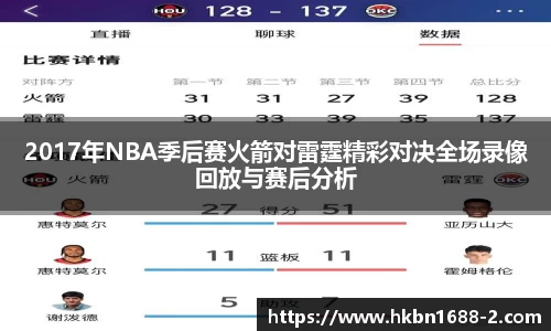 2017年NBA季后赛火箭对雷霆精彩对决全场录像回放与赛后分析